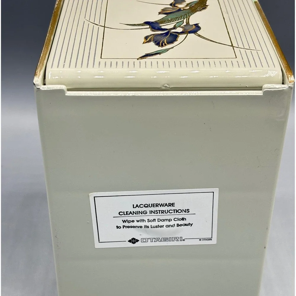 Vintage Otagiri Japan‎ Grand Iris Jewelry Box 3 Drawer Mirror Cream Lacquerware